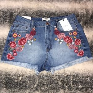 High waisted denim shorts